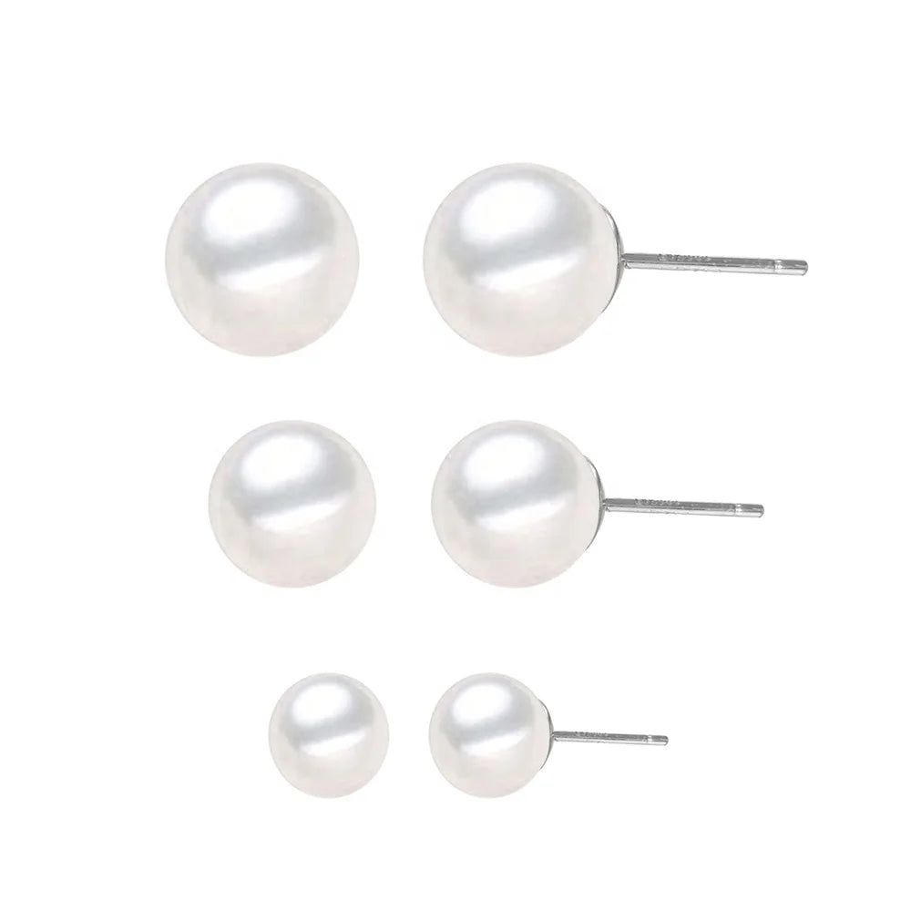 Hope Imitation pearls stud earrings Stainless steel