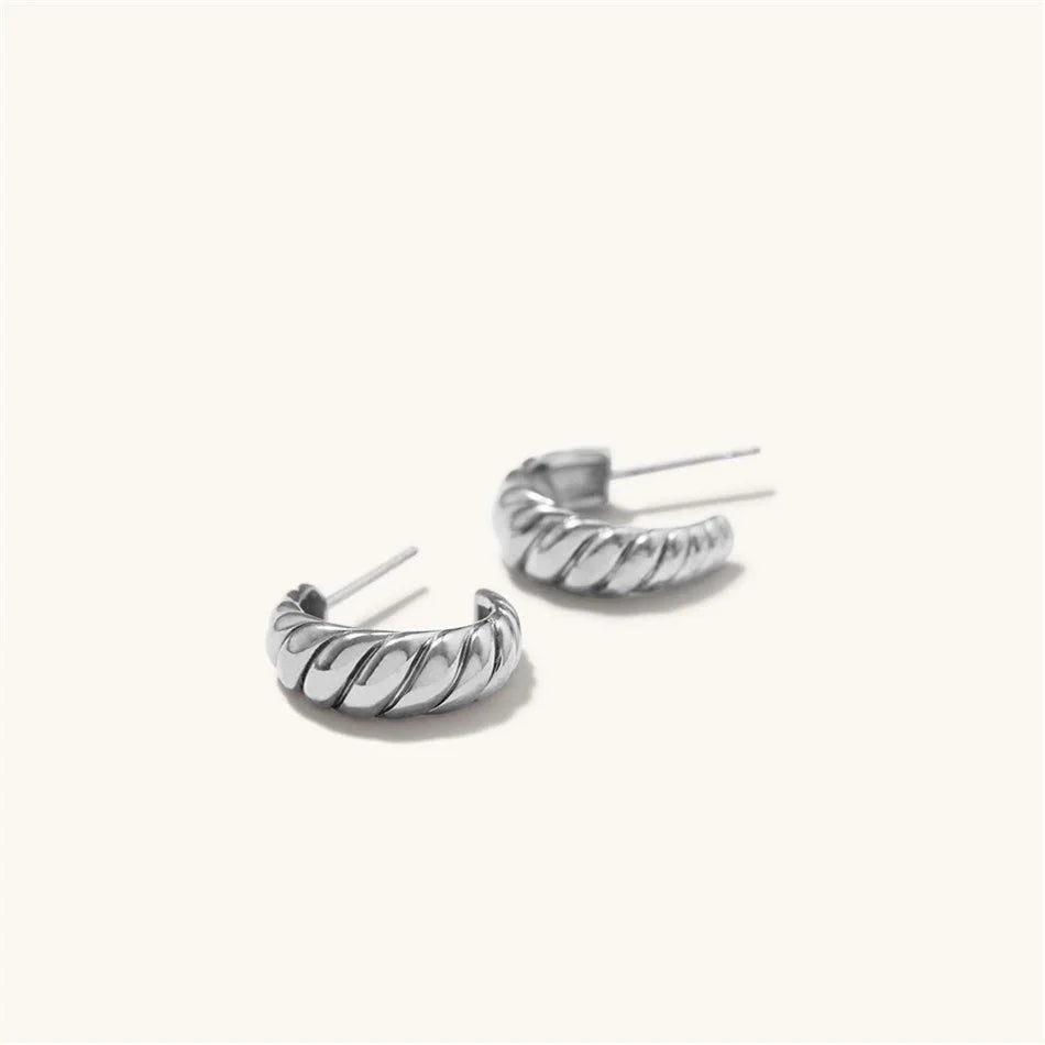 Hope Twist Croissant Earrings Stainless Steel